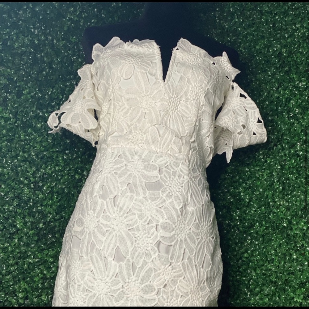 Luxxel Lace Sheath Off- The- Shoulder Dress - Picture 3 of 6